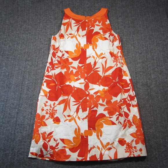 Jessica Howard Linen Shift Dress 16W Orange Floral Halter Beaded Y2k Tropical - Picture 3 of 9
